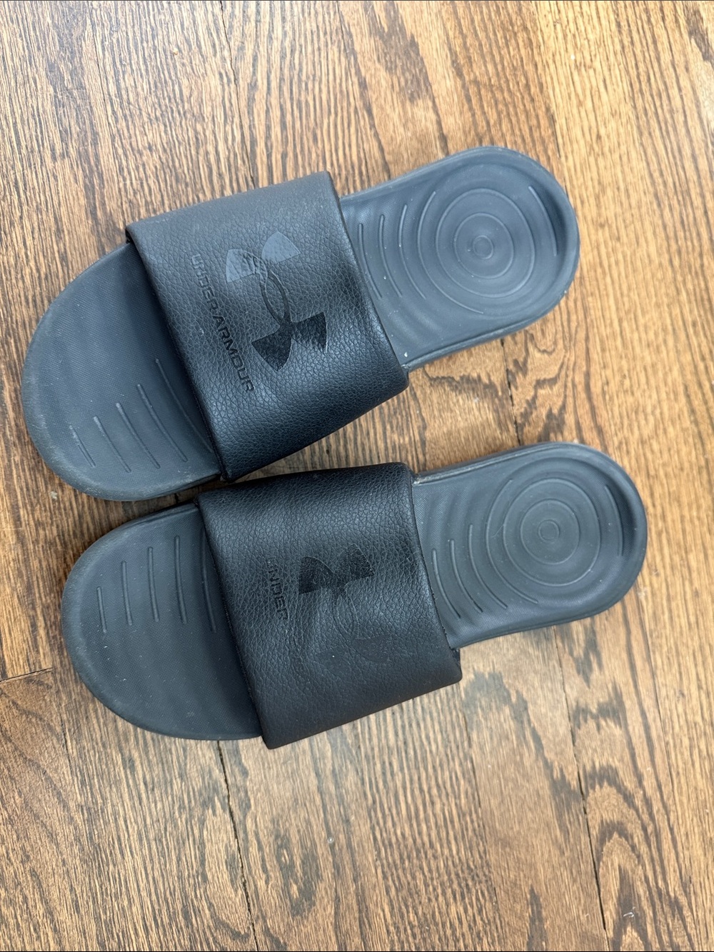 Kids Under Armour Black Slide Sandals with Logo Strap